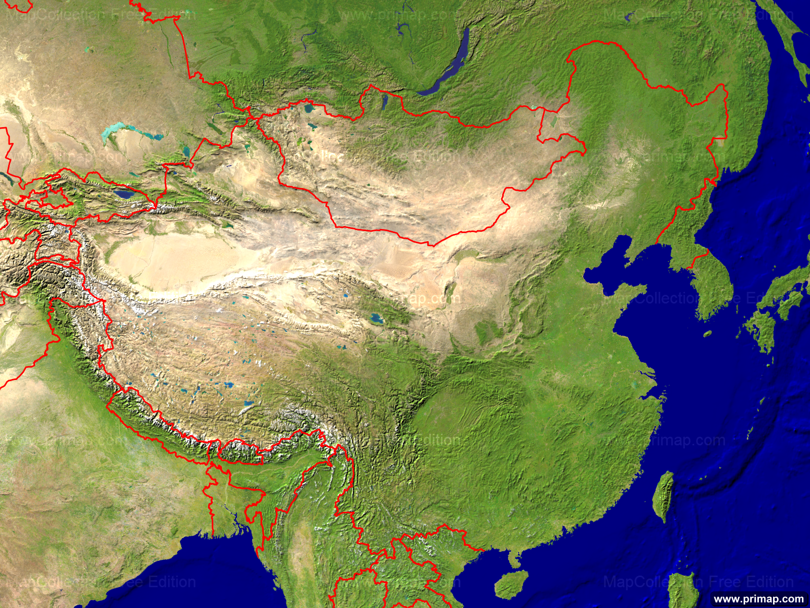 Великая китайская стена на карте со спутника